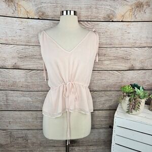 NWT Express Pink Sleeveless Top Drawstring Waist Tie‎ Shoulder Strap XL